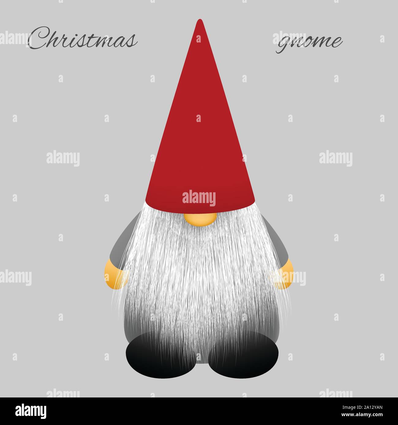 Natale carino gnome sul grigio Sfondo isolato. Illustrazione Vettoriale