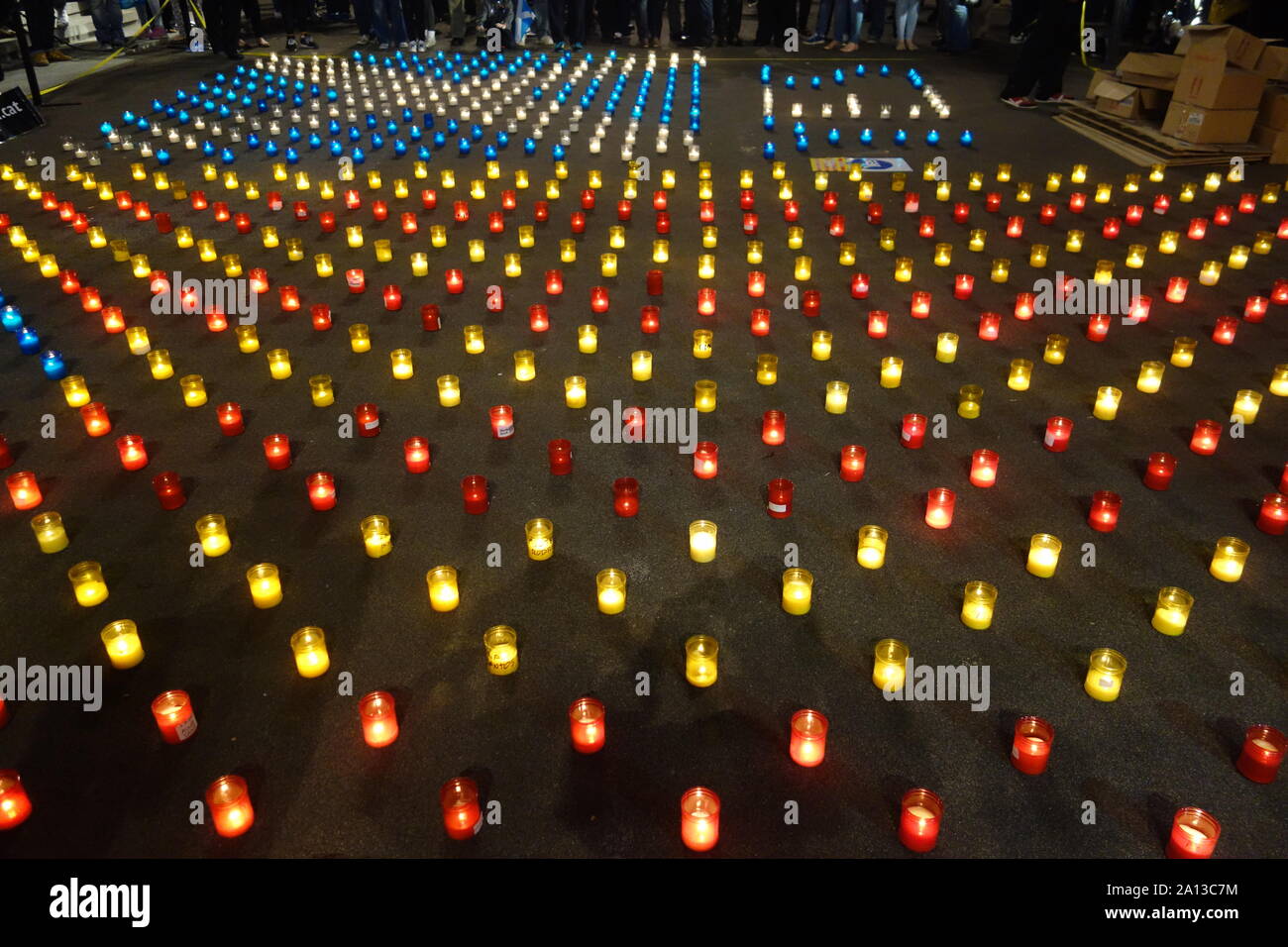 La Scozia e la Catalogna luci alla dimostrazione di indipendenza. George Square, Glasgow. 2014 Foto Stock