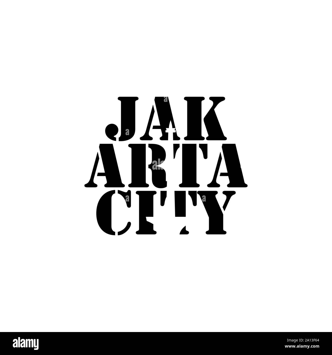 Jakarta city caratteri tipografici con monumento nazionale in spazio negativo stile vettore di design Illustrazione Vettoriale