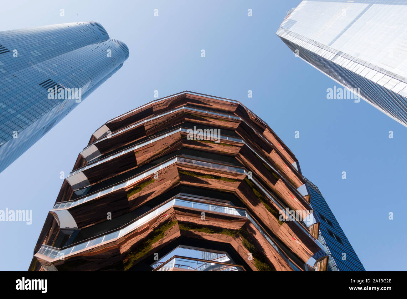 La struttura di contenitore è il fulcro della Hudson Yards complessa, New York City, Stati Uniti d'America Foto Stock