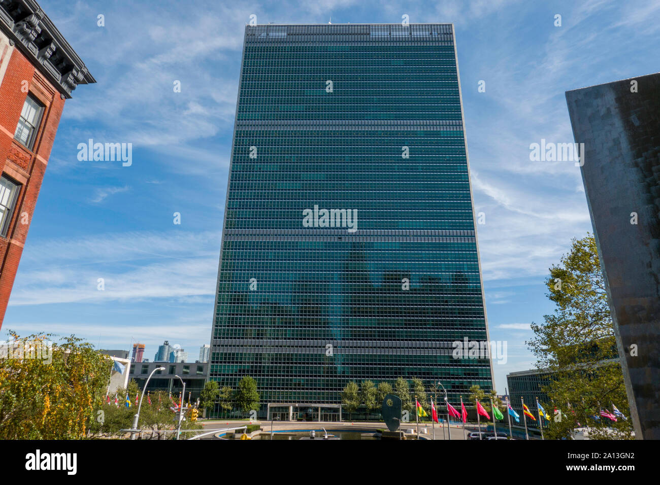 Sede centrale delle Nazioni Unite Building di New York City, Stati Uniti d'America Foto Stock