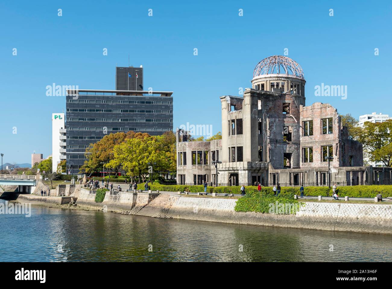 La cupola della bomba atomica, solo in piedi rovina di un edificio presso il sito della bomba atomica nella Seconda Guerra Mondiale, la Cupola della Bomba Atomica, monumento di pace, pace di Hiroshima Foto Stock
