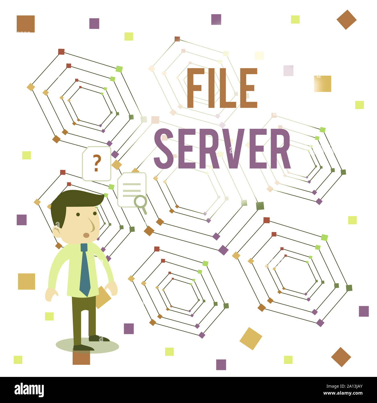 Parola di scrittura di testo File Server. Business photo presentazione di dispositivo che controlla l'accesso a separatamente i dati memorizzati giovane imprenditore maschio lavoratore di ufficio S Foto Stock