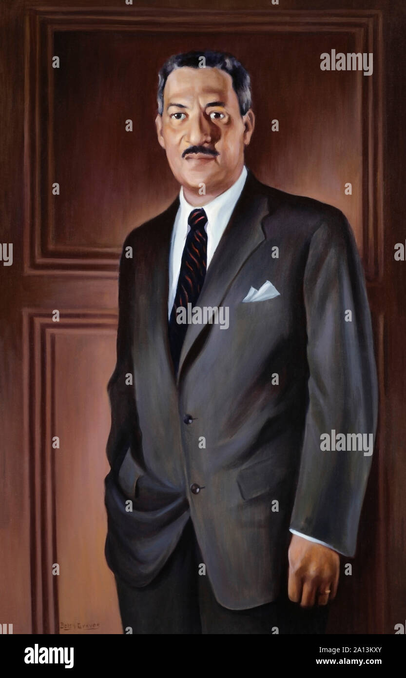 La pittura di Thurgood Marshall, il primo afro-americano della Corte suprema. Foto Stock