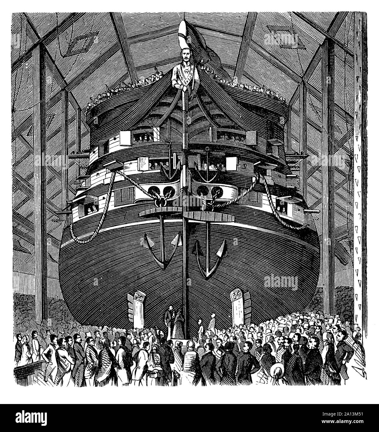 Cerimoniale di varo per un grande liner per incrociatori passeggero Foto Stock