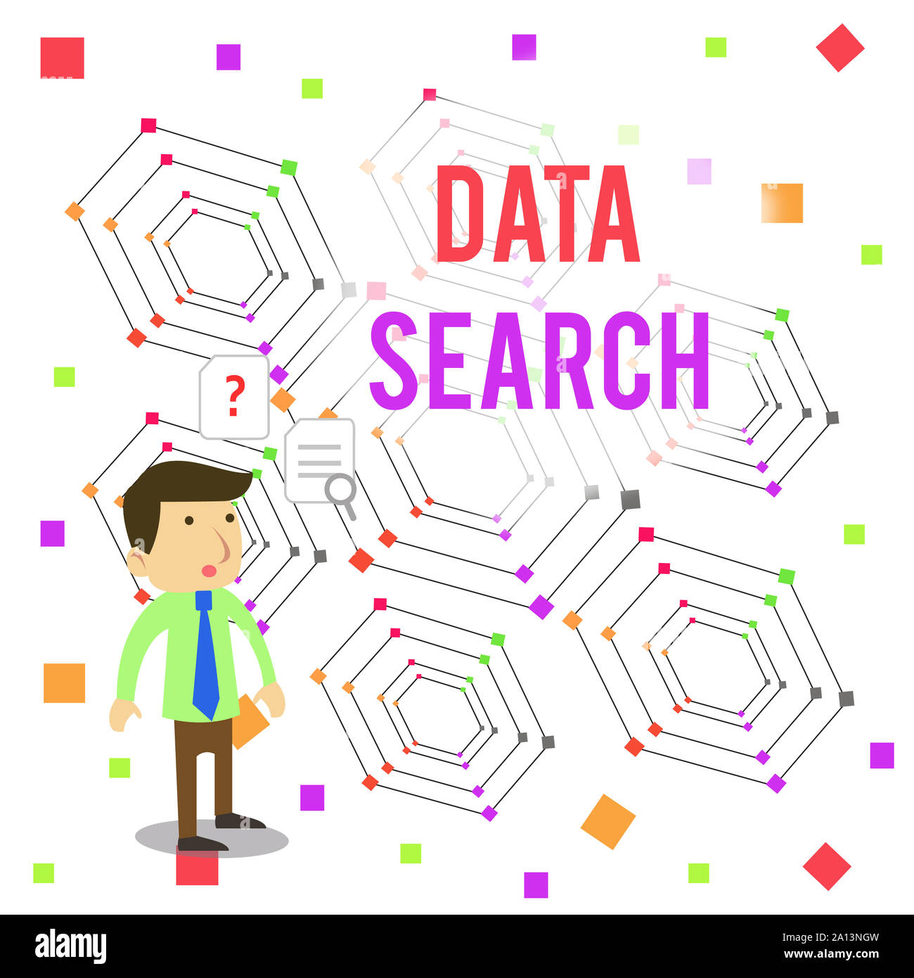 Parola di scrittura dei dati di testo Ricerca. Business photo vetrina raccoglie e riporta informazioni contiene termini specificati giovane imprenditore maschio lavoratore di ufficio Foto Stock