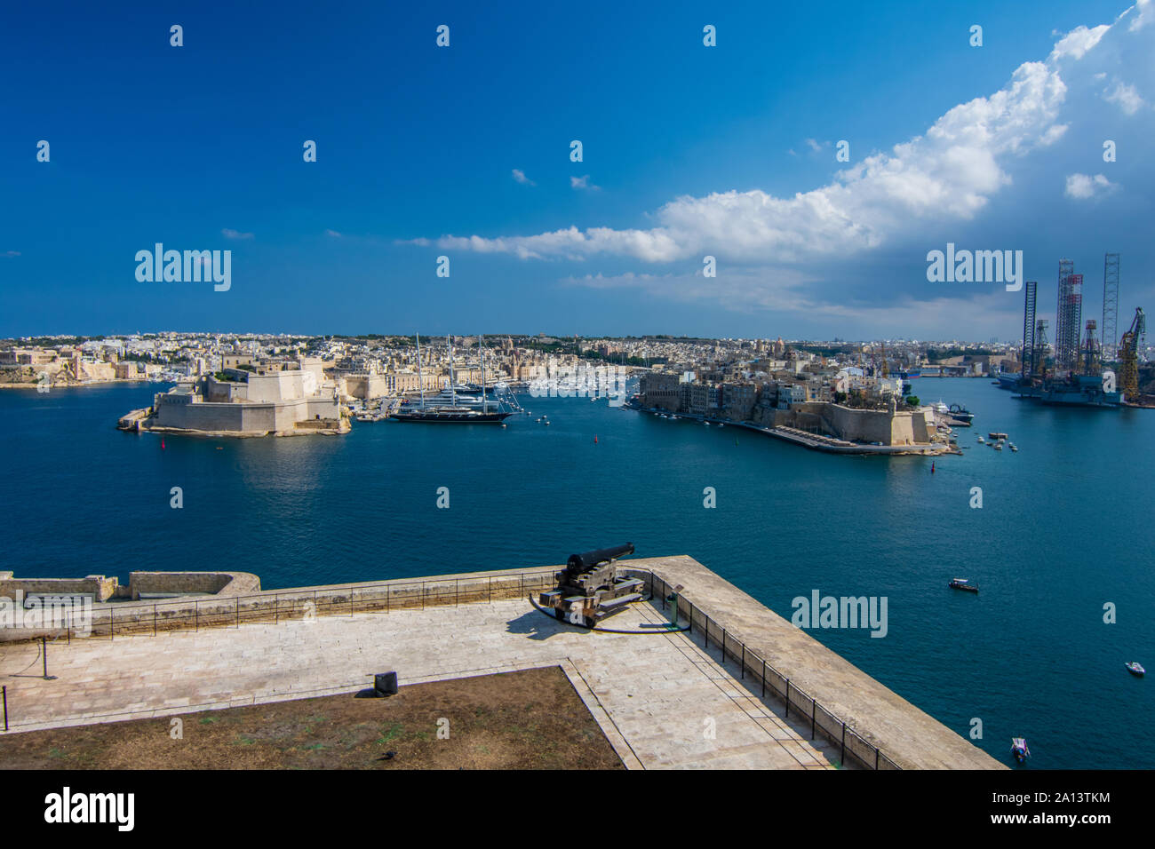 Il Grand Harbour di La Valletta Foto Stock