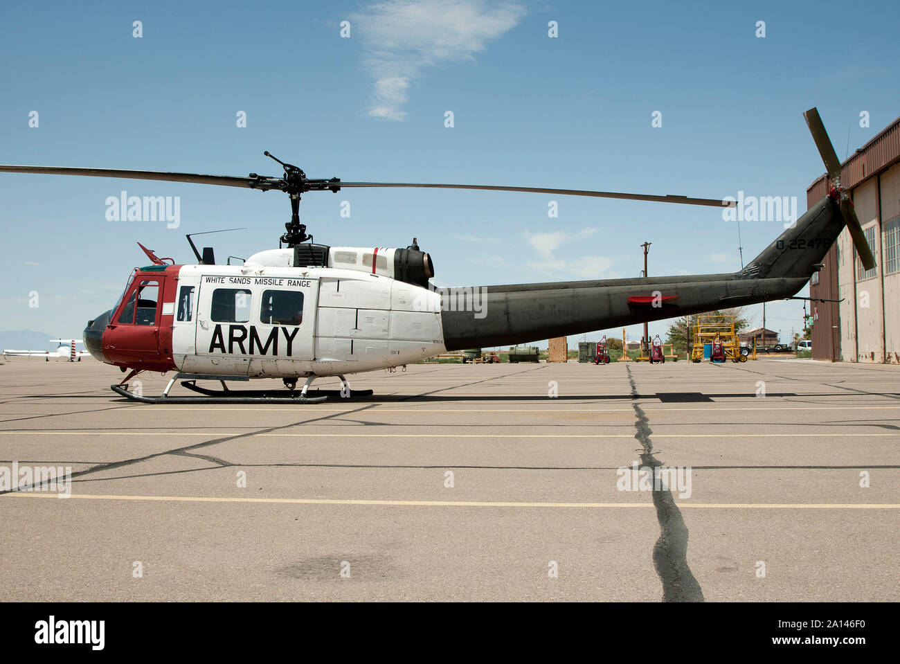Un U.S. Esercito UH-1H delle sabbie bianche di Test Center presso il White Sands Missile Range. Foto Stock
