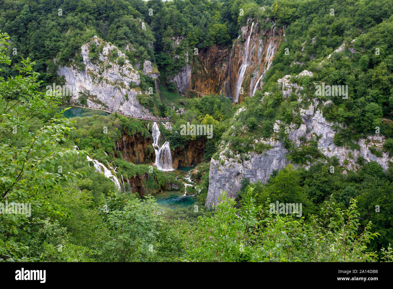 Vista del Parco nazionale dei Laghi di Plitvice Foto Stock