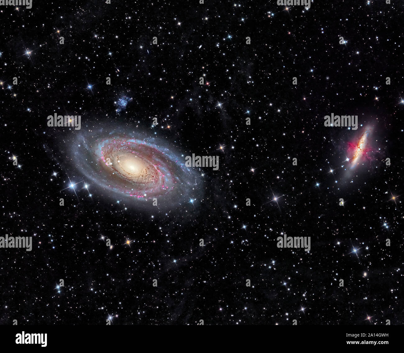 Galassie Messier 81 e Messier 82 nella costellazione dell'Orsa Maggiore. Foto Stock