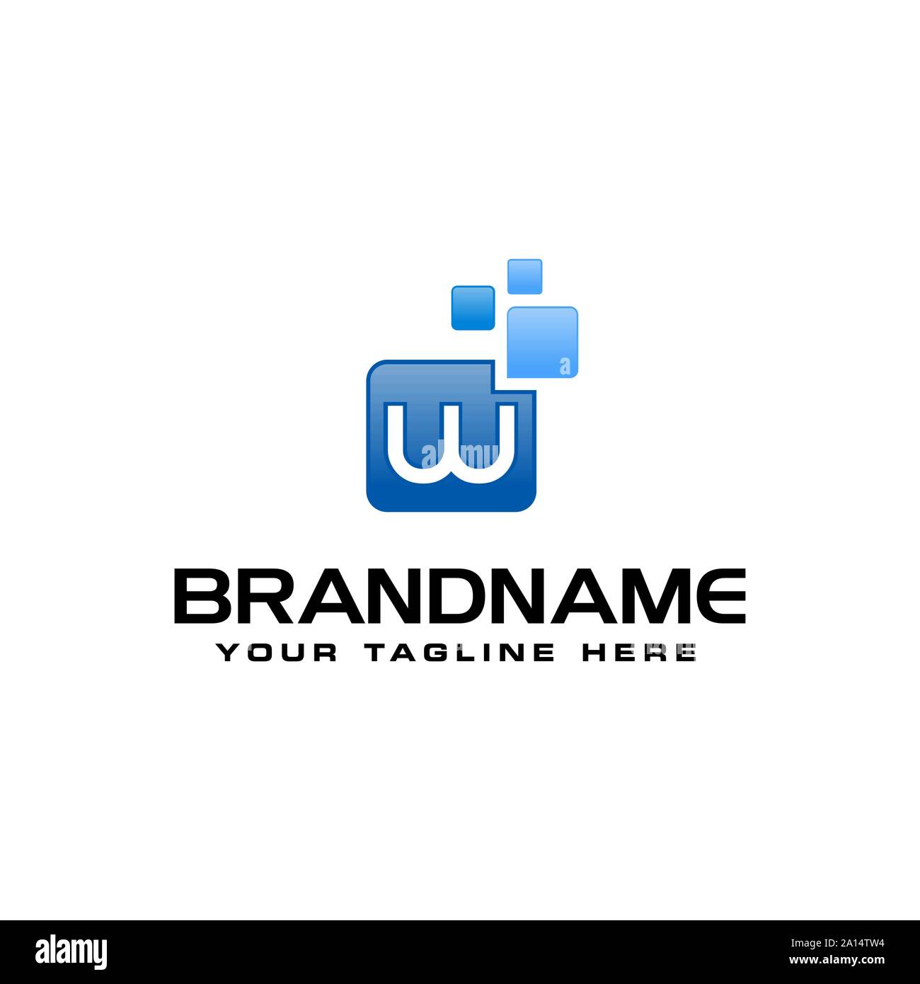 Lettera W Digital Pixel quadrati vettore simbolo del modello di progettazione Illustrazione Vettoriale