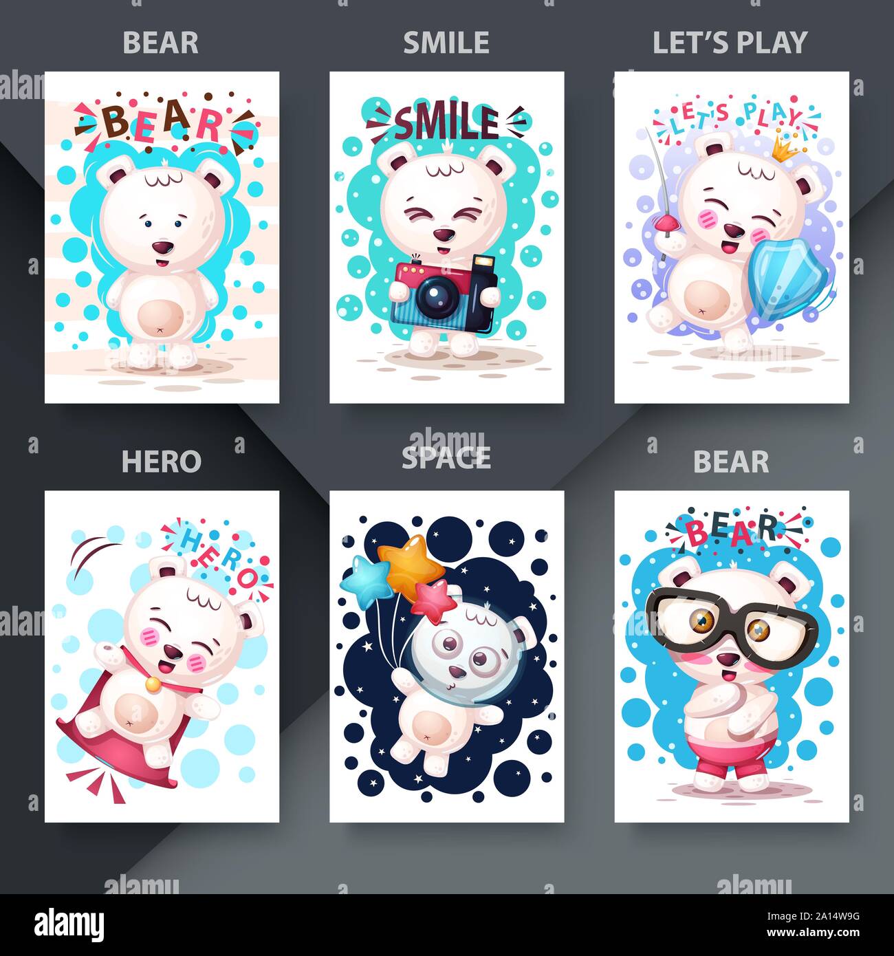 Simpatici animali - set di orso polare Illustrazione Vettoriale