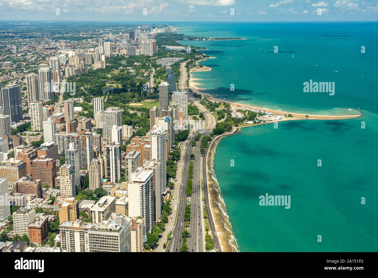 Chicago, Illinois, Stati Uniti d'America - Vista Città da John Hancock Center livello di osservazione Foto Stock