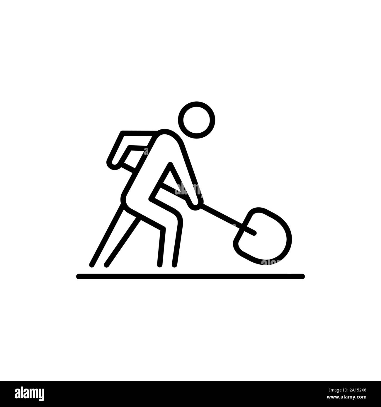 Lavoratore di strada con spade firmare la gente di affari icona linea semplice illustrazione piana. Illustrazione Vettoriale