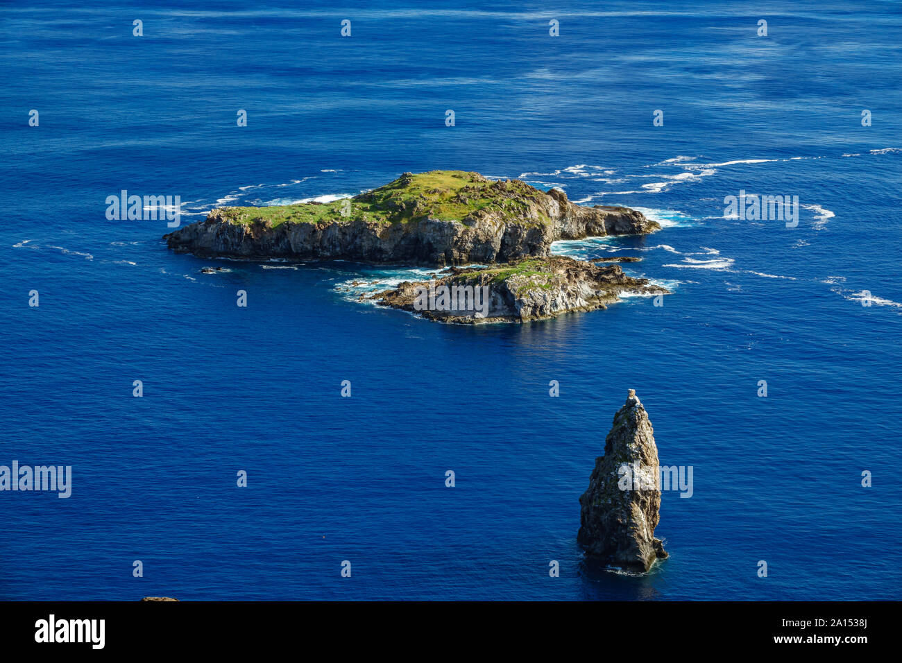 Tangata matu isolette nell isola di pasqua, vista dall'alto Foto Stock