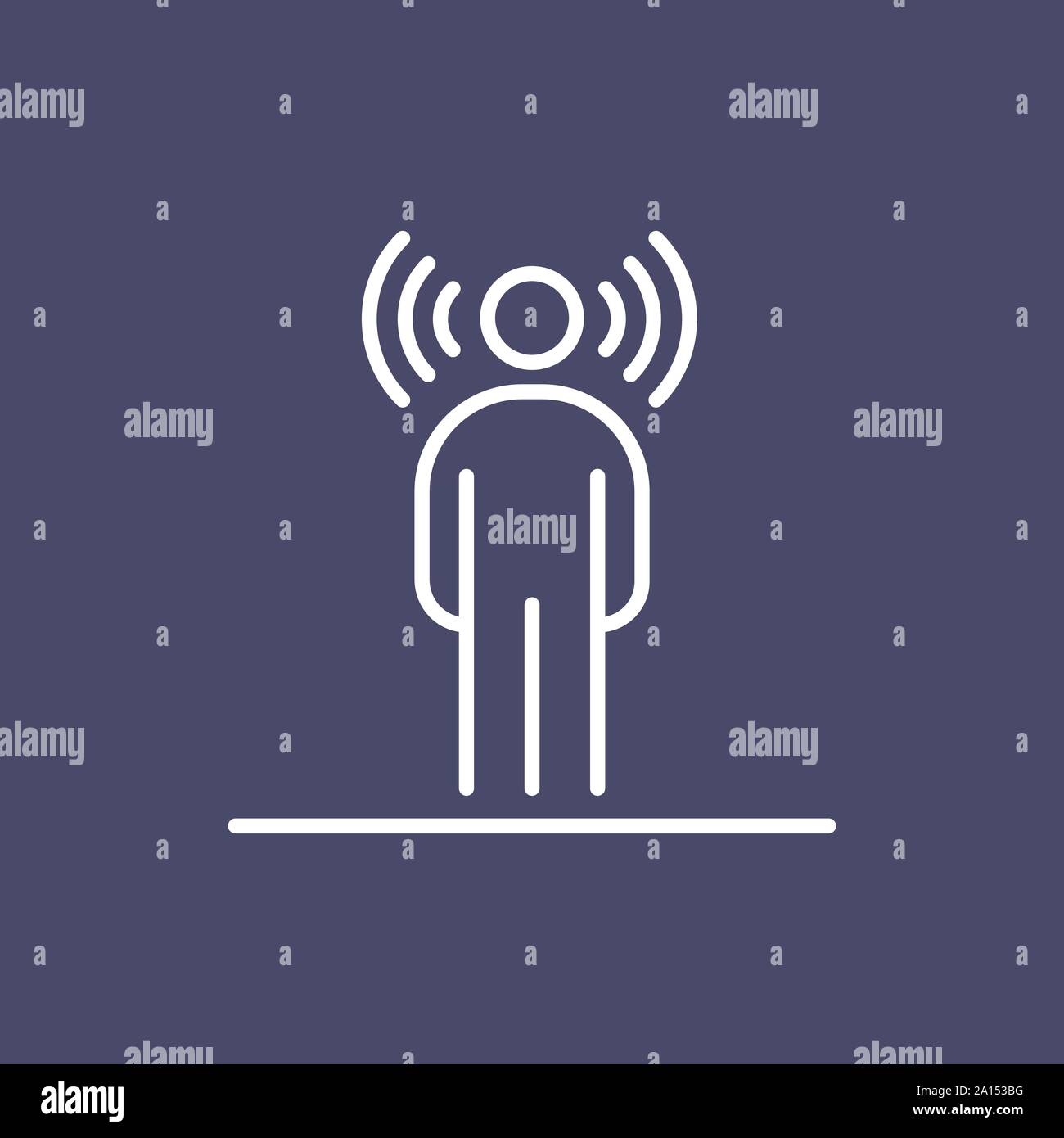 Wireless umana onde radio attorno alla testa la gente di affari icona linea semplice illustrazione piana. Illustrazione Vettoriale