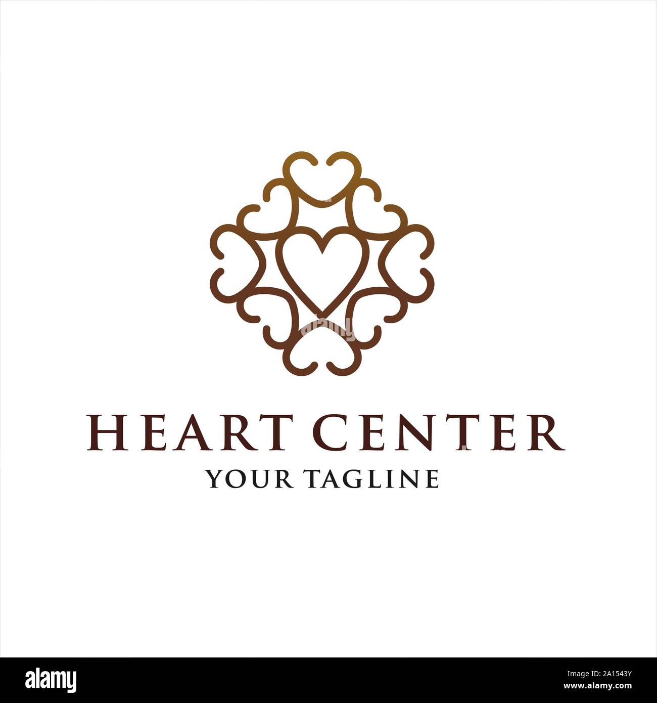 Logo decorativo design con cuore Illustrazione Vettoriale