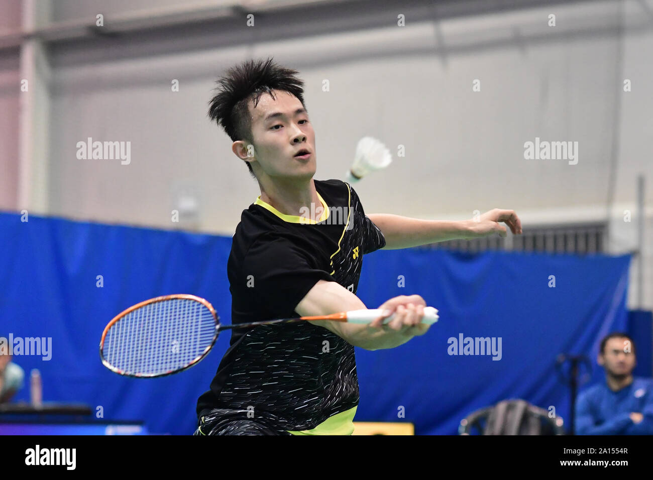 Chi Yu Jen (Taipei cinese) visto in azione durante il 2019 Sydney International uomini singola partita contro Yusuke Onodera (Giappone). Chi ha perso la partita, 11-21, 21-15, 10-21. Foto Stock