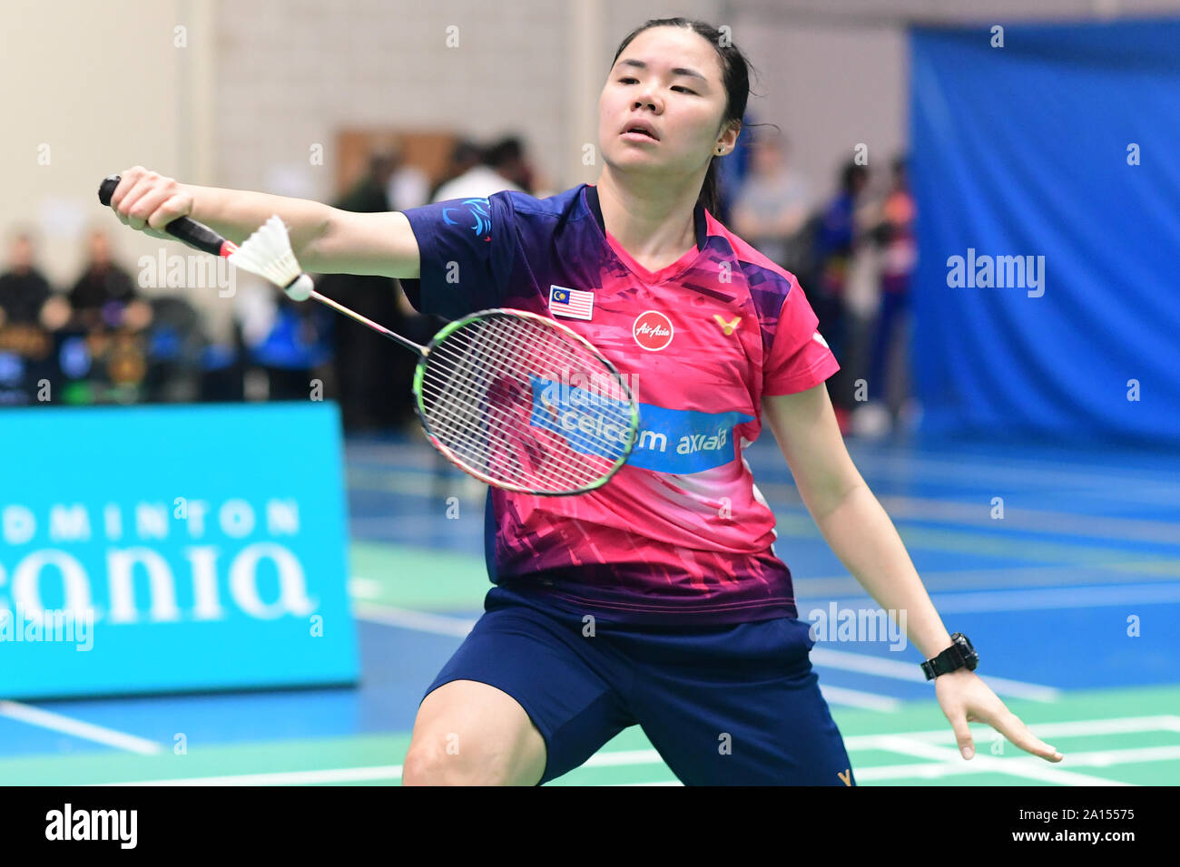Lee Ying Ying (Malesia) visto in azione durante il 2019 Sydney internazionale della donna singola partita contro Natsuki Nidaira (Giappone). Lee ha perso la partita 19-21, 1-7 (ritirato). Foto Stock