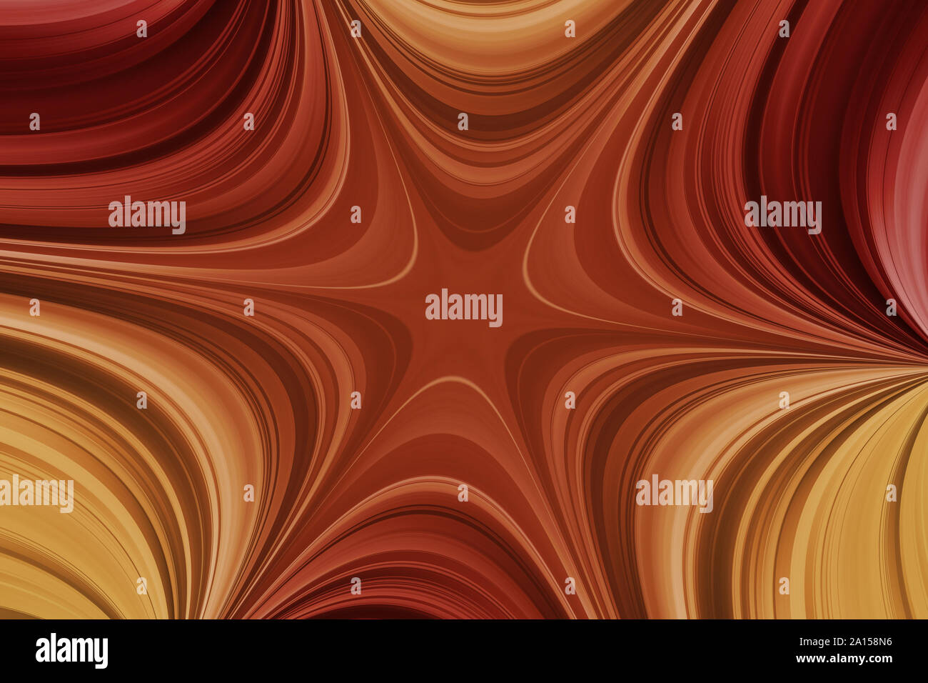 Rosso, arancione e giallo linee curve con effetto a stella, luminoso sfondo astratto Foto Stock