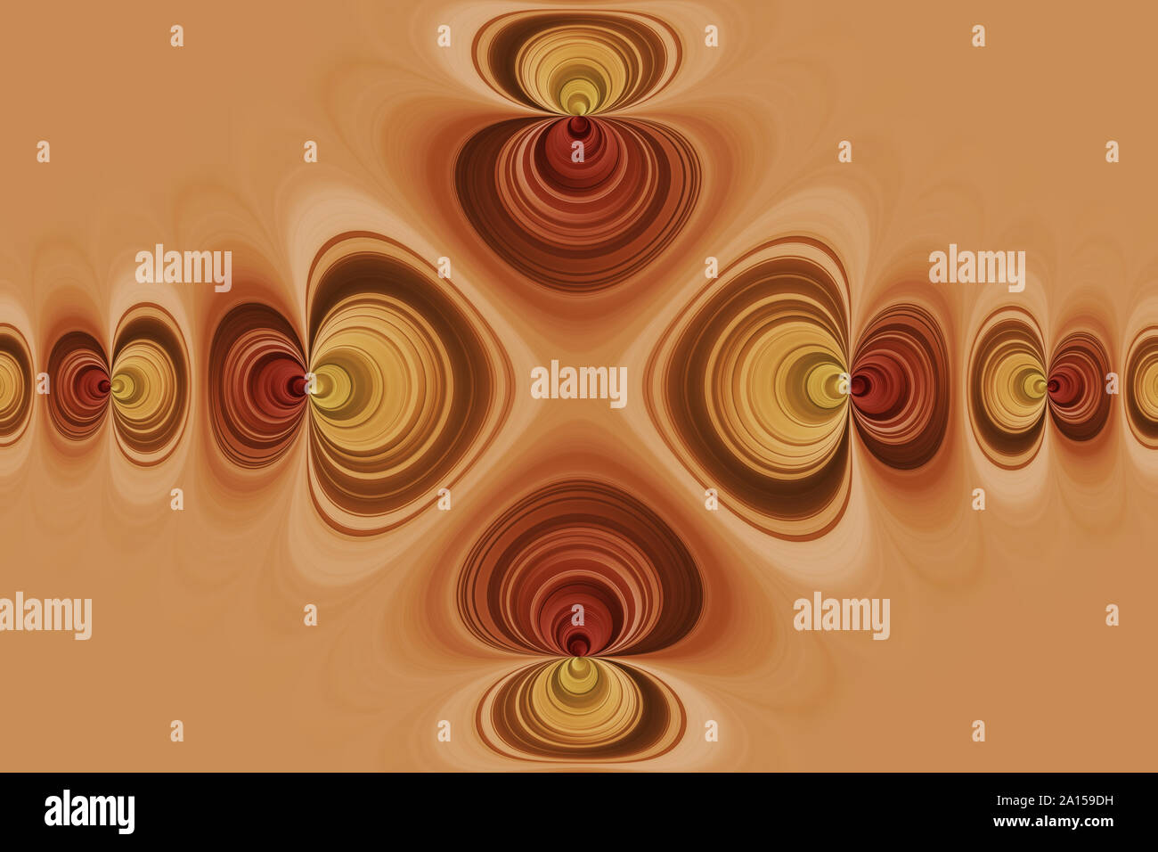 Giallo e rosso e arancio curvo linee sferiche, abstract sfondo fantasy Foto Stock