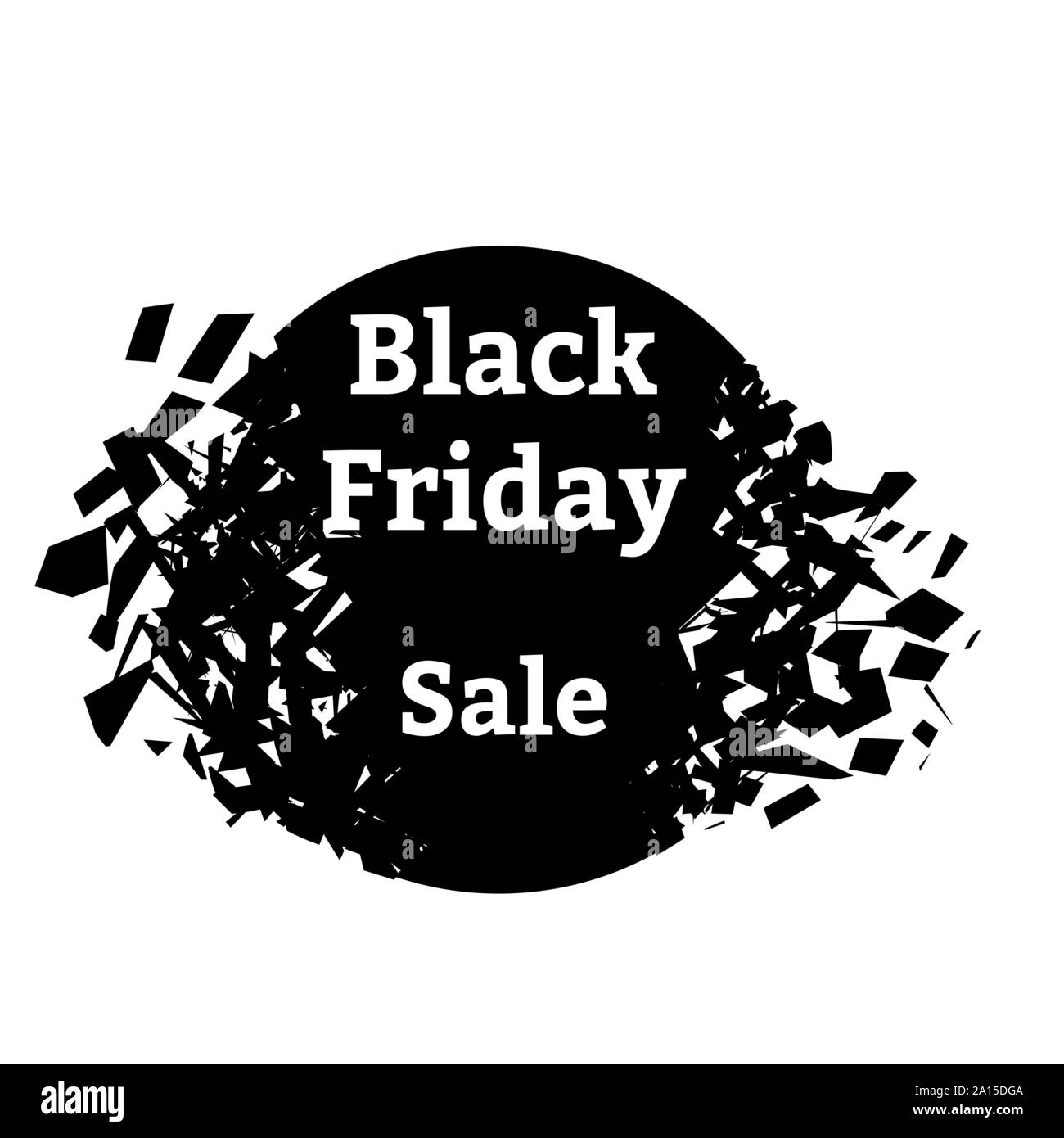Venerdì nero. Esplosione del cerchio con l'iscrizione. Il concetto di vendita sul venerdì nero. Illustrazione Vettoriale Illustrazione Vettoriale