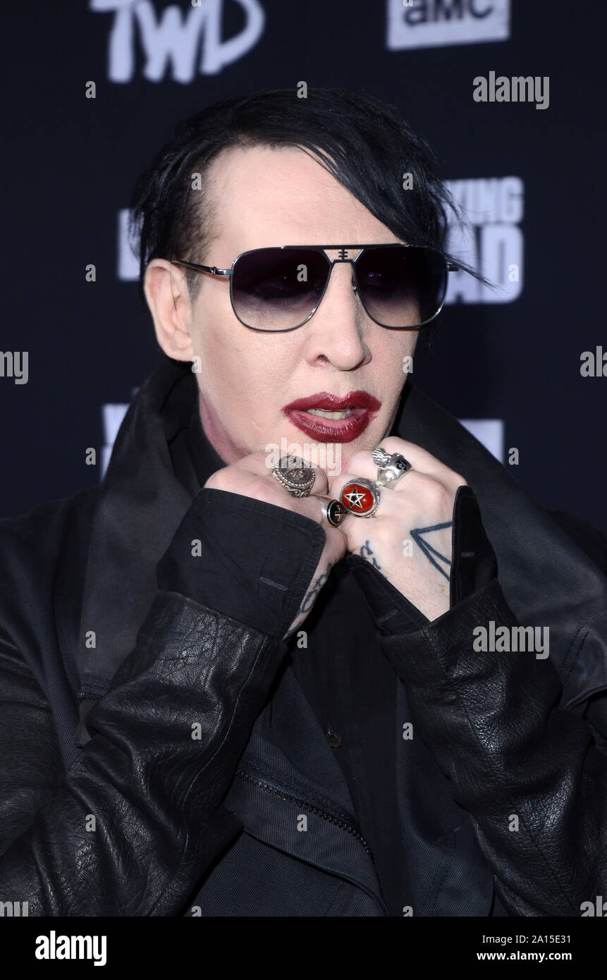 Settembre 23, 2019, Los Angeles, CA, Stati Uniti d'America: LOS ANGELES - Sep 23: Marilyn Manson al ''The Walking Dead'' stagione 10 Premiere evento presso la leva TCL teatro cinese il 23 settembre 2019 a Los Angeles, CA (credito Immagine: © Kay Blake/ZUMA filo) Foto Stock