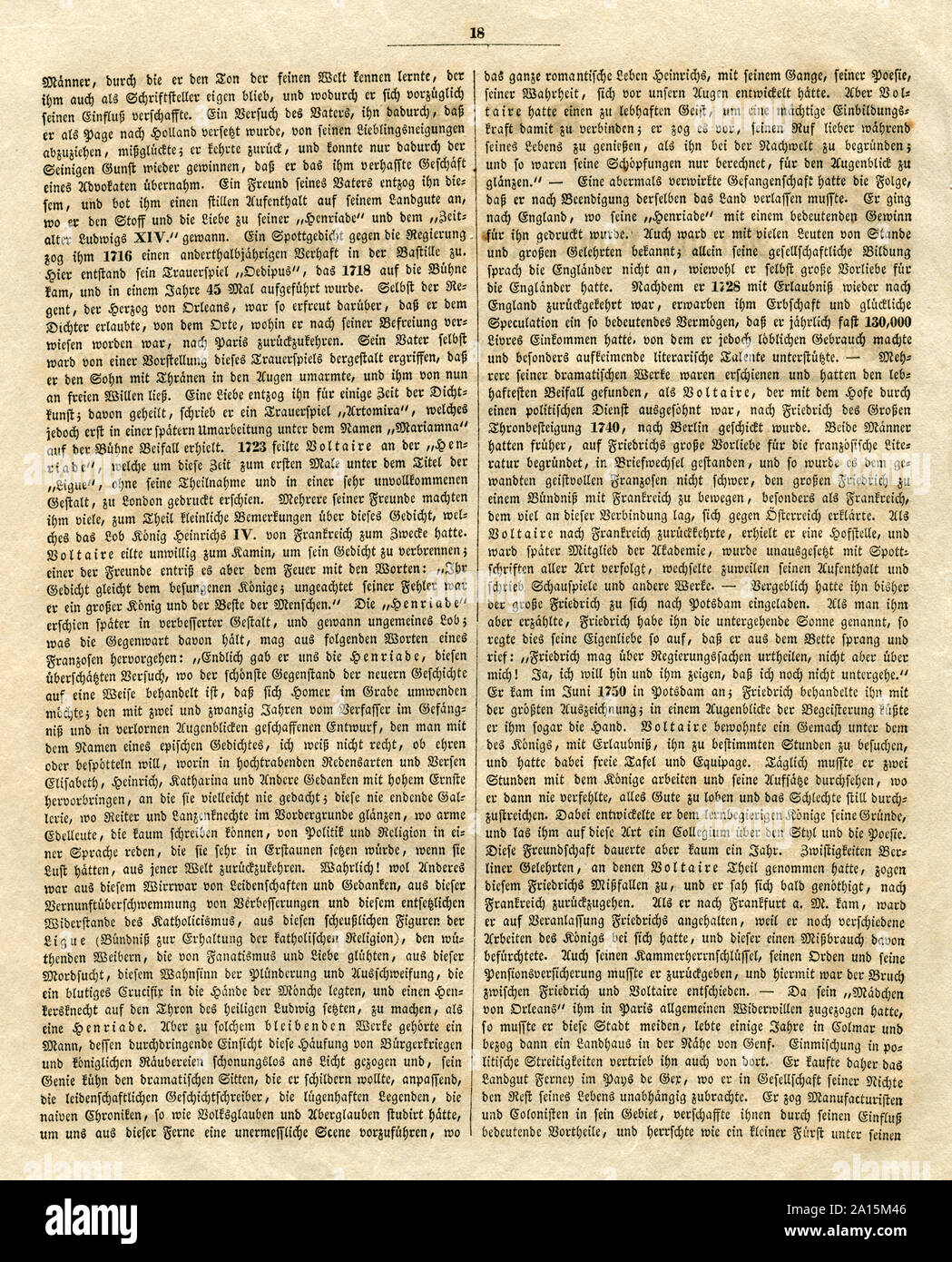 Europa, Frankreich, Parigi, Voltaire, französischer Schriftsteller und Philosoph, biografie aus der Zeitschrift ' Archiv für Natur, Kunst, Wissenschaft und Leben ', 3. Band, Lieferung 3, 1835, Seite 2 von 4 . / Europa, Francia, Parigi, Voltaire, scrittore e filosofo, biografia dal giornale ' Archiv für Natur, Kunst, Wissenschaft und Leben ' ( archivi per natura, arte, scienza e vita ) , volume 3, consegna 3, 1835, pagina 2 di 4 . Foto Stock