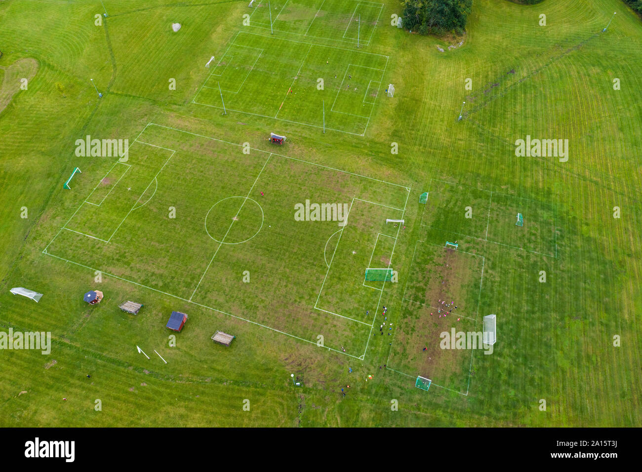 Un campo di calcio in Gamleby nel sud-est della Svezia in estate Foto Stock