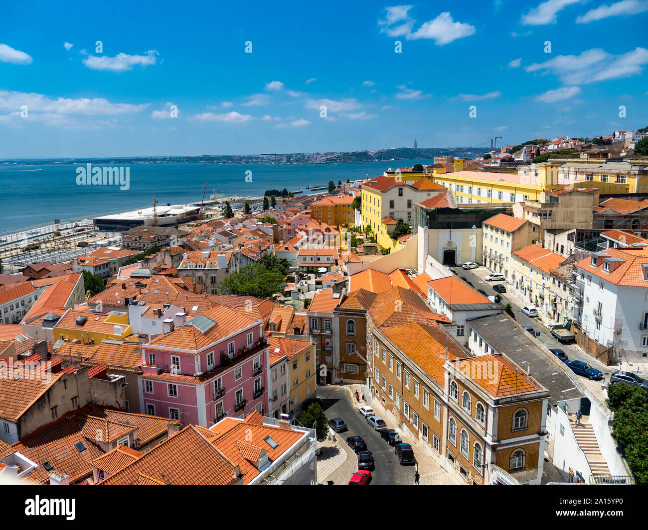Vista sulla Città Vecchia, Lisbona, Portogallo Foto Stock