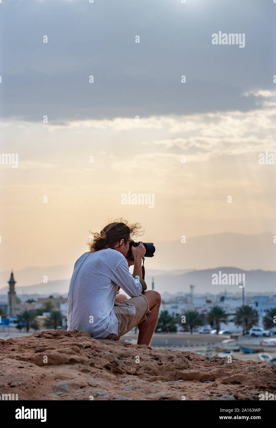 Fotografo fotografare Sur, Oman Foto Stock