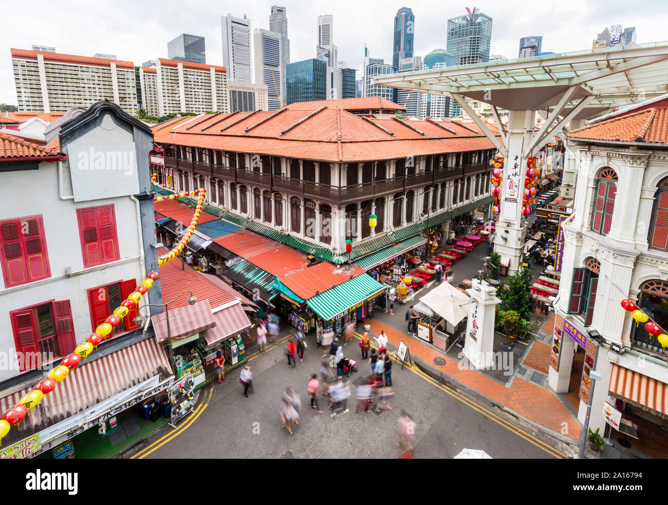 Mercato di Chinatown e tribunali alimentare, Singapore Foto Stock