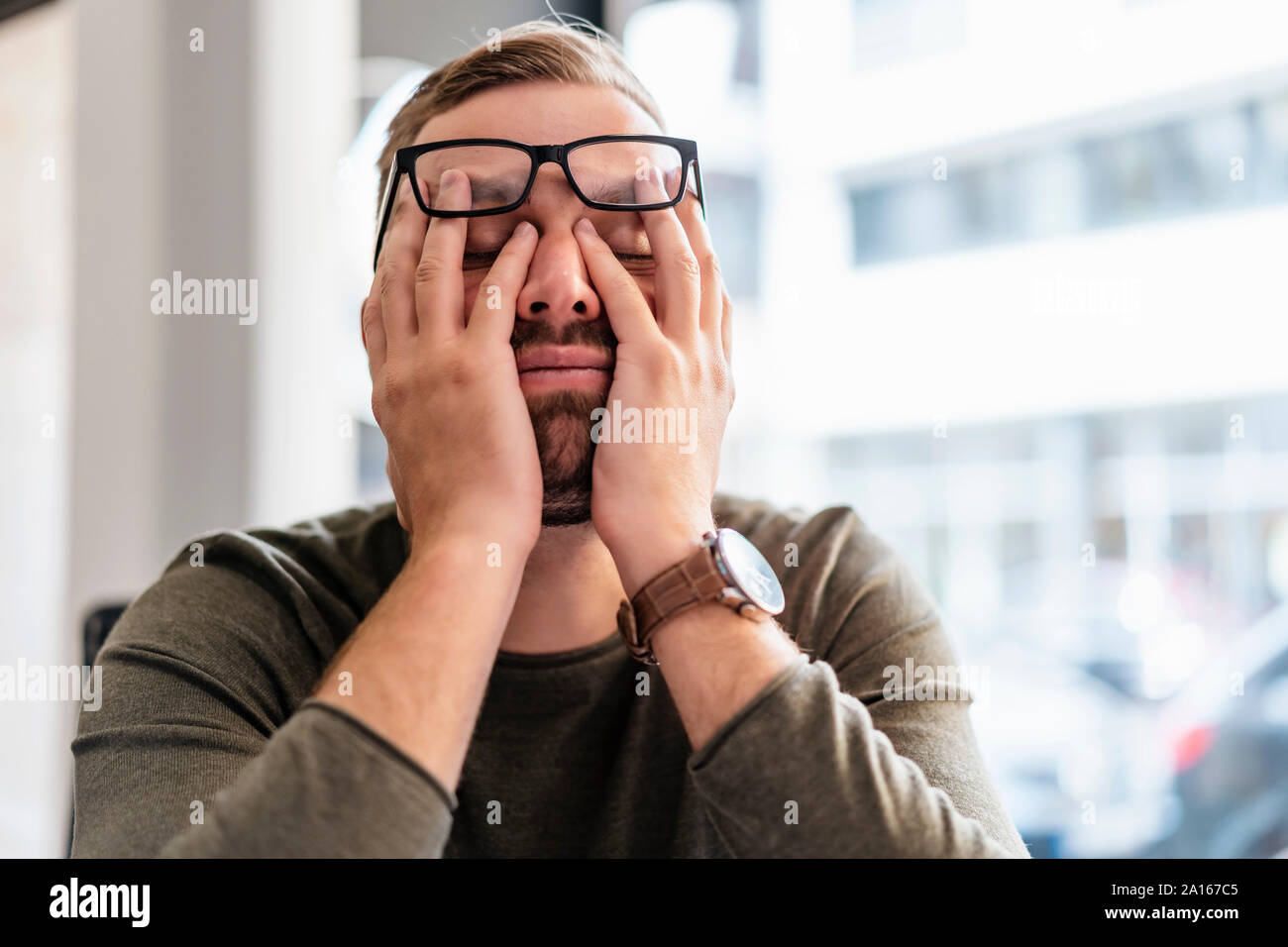 Esaurito imprenditore in office Foto Stock