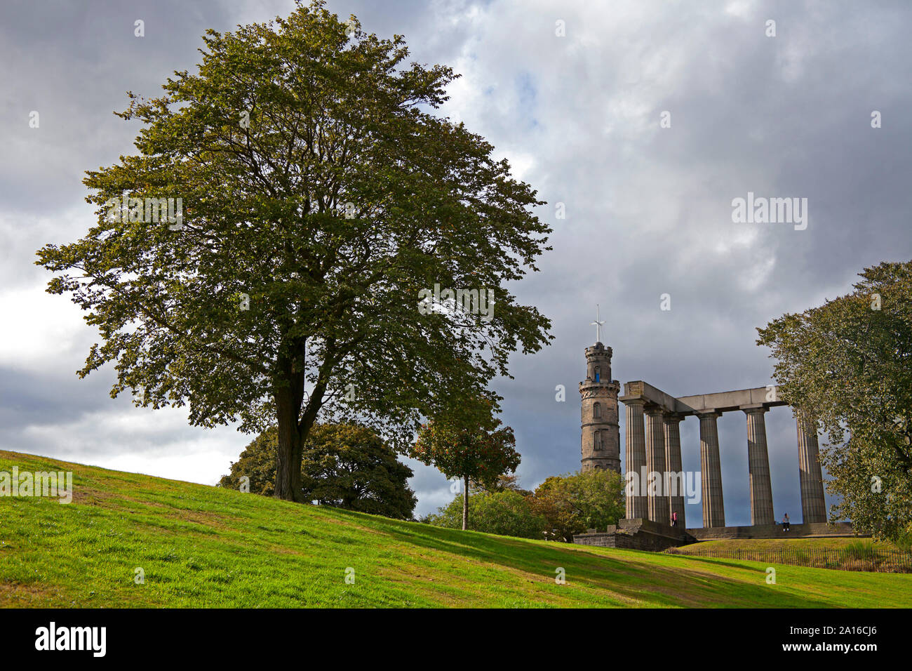 Calton Hill, Edimburgo, Scozia, Monumento Nelson, Foto Stock