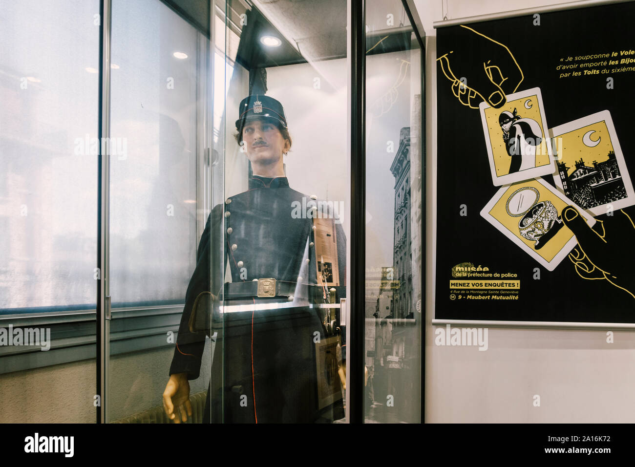Parigi, Francia - Settembre 03, 2019:Esposizione in 'Musee de la Prefecture de Paris", (Museo della polizia) di Parigi, Francia. Foto Stock