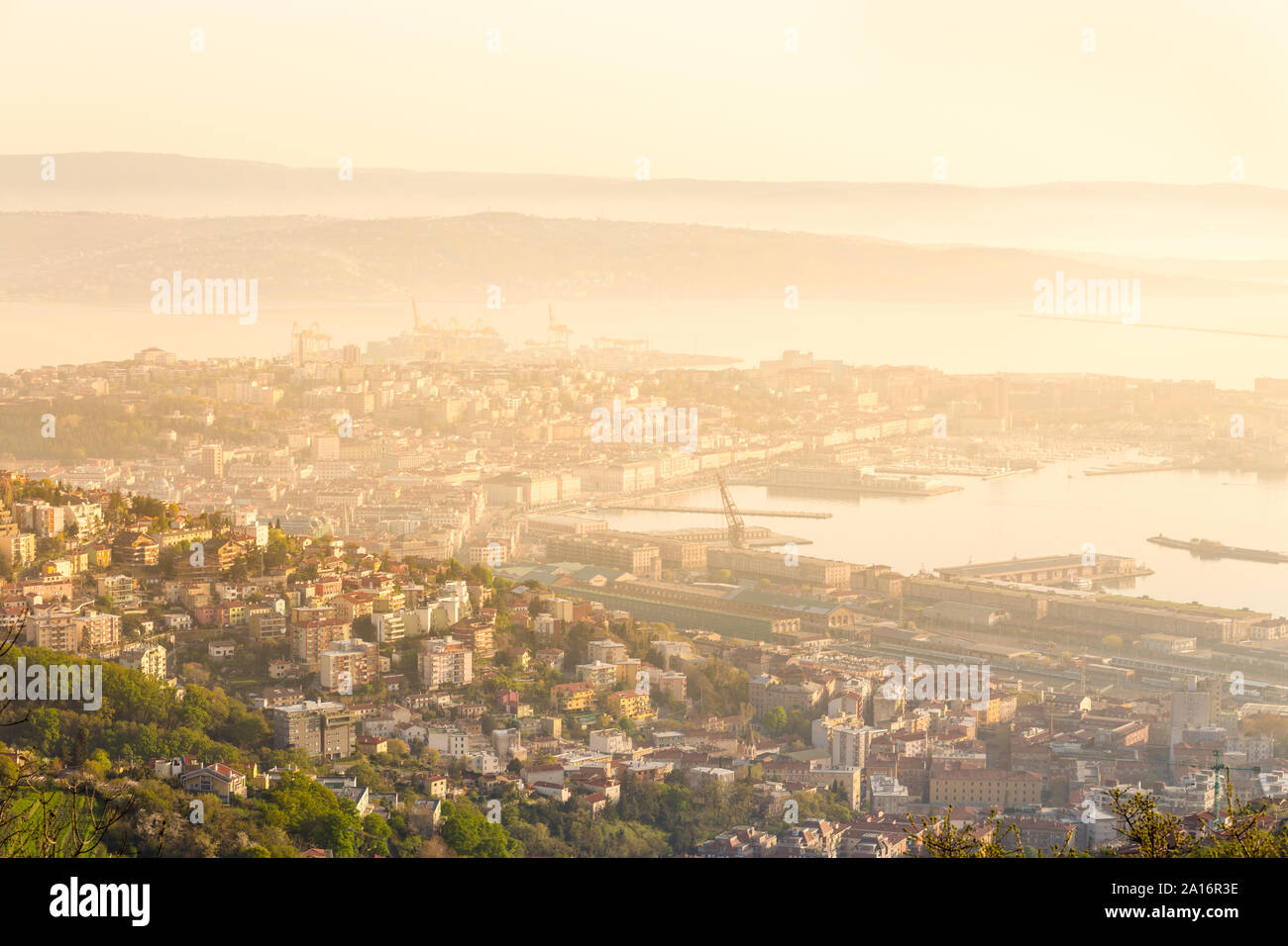 Vista aerea di Trieste, Italia. Foto Stock