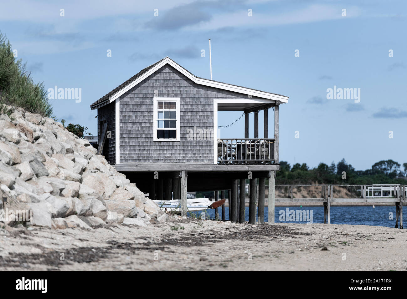 Spiaggia rustica cottage, Chatham, Cape Cod, Massachusetts, STATI UNITI D'AMERICA. Foto Stock