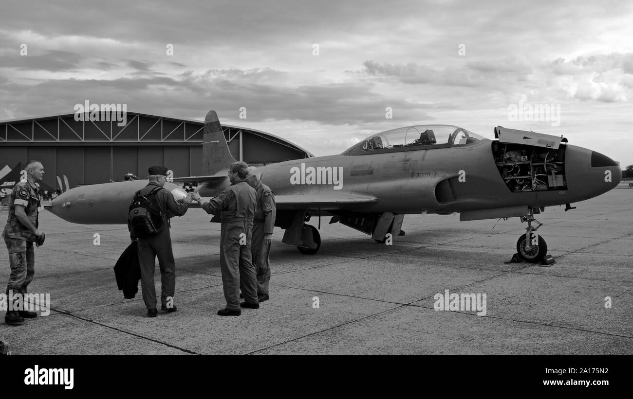 Canadair CT-133 Silver Star della Norwegian Air Force squadrone storico al 2019 Battaglia di airshow di Gran Bretagna all'IWM, Duxford Foto Stock
