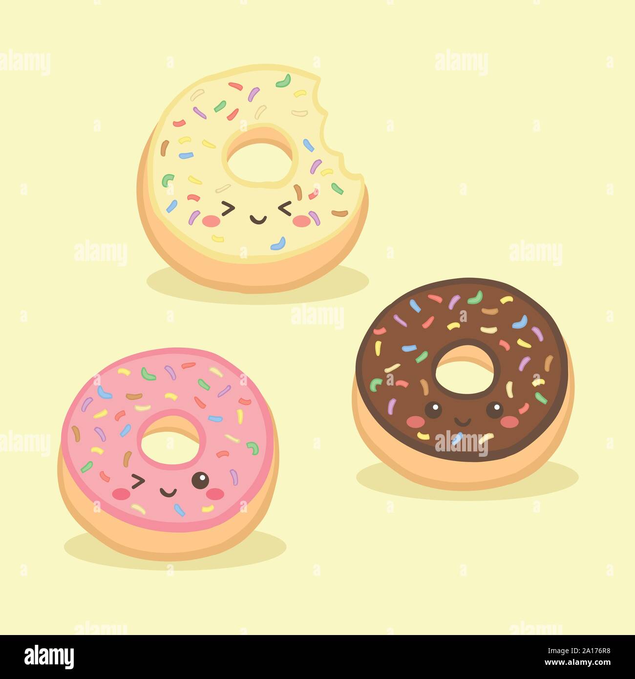Carino ciambelle ciambella illustrazione vettoriale Cartoon Illustrazione Vettoriale
