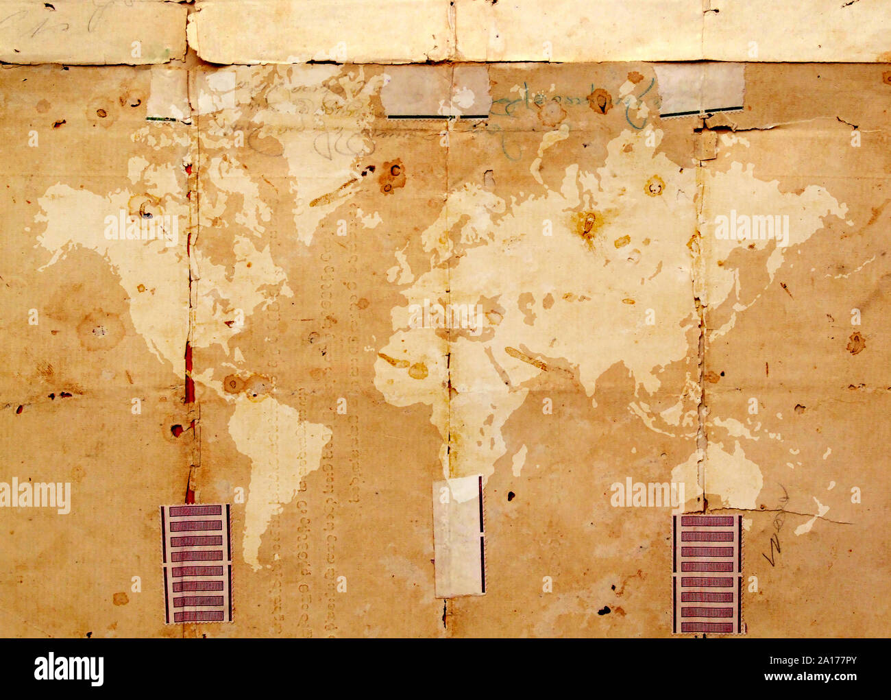 Close up di Vintage Mappa mondo 2D ARTE Foto Stock