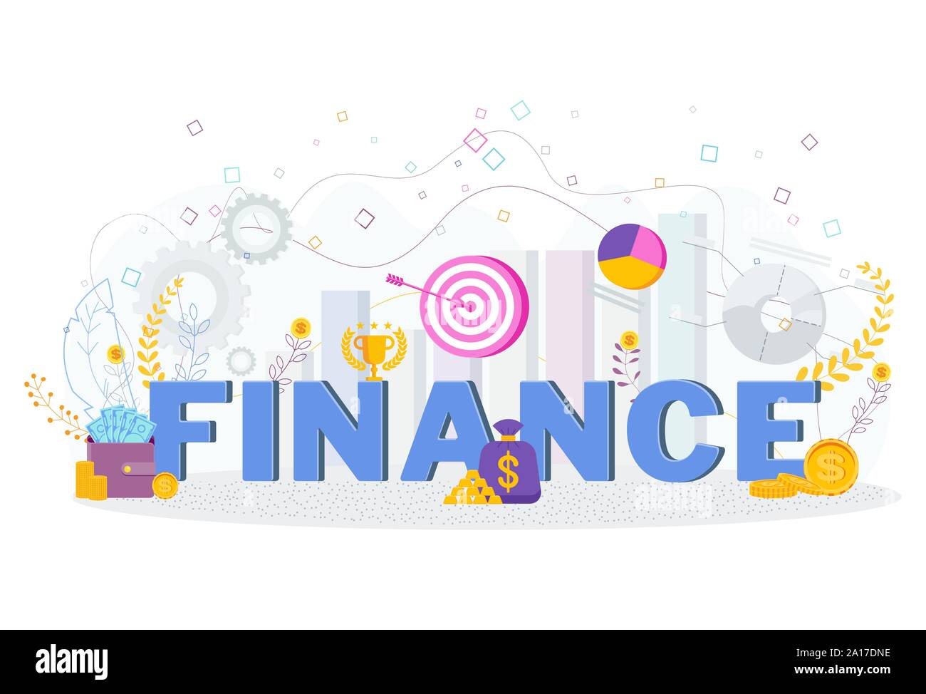 Tipografia finance. Financial business concetto. La metafora del business. Illustrazione Vettoriale