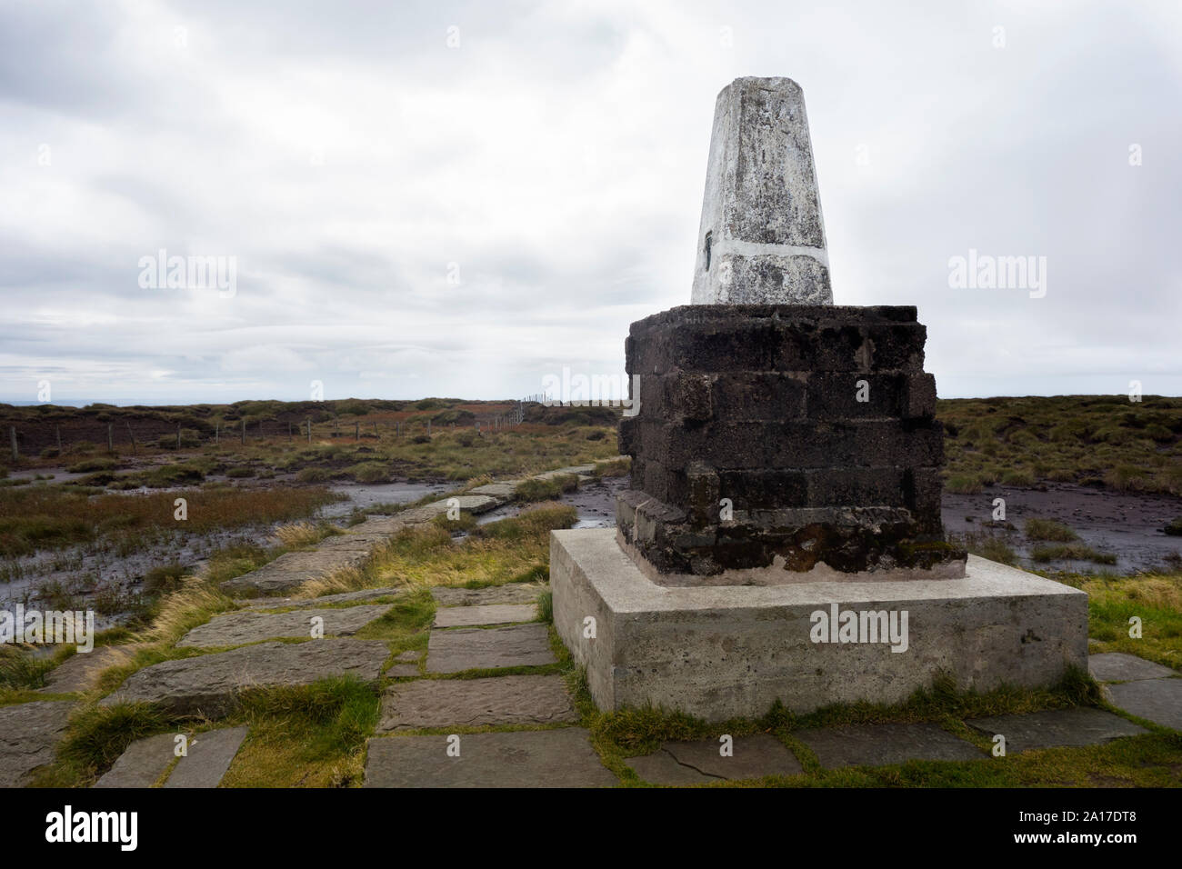 Il punto di innesco sulla sommità del Cheviot in Northumberland REGNO UNITO Foto Stock