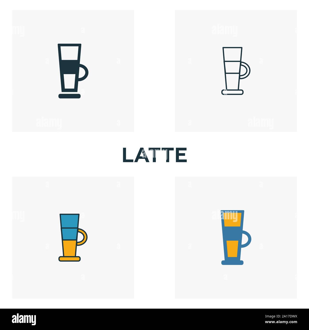 Il latte e la relativa icona. Linea sottile design simbolo da coffe shop icona Collezione. Interfaccia utente e UX. Creative latte semplice icona per web e mobile Illustrazione Vettoriale
