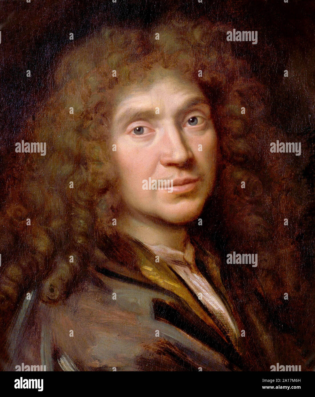 Molière, Jean-Baptiste Poquelin (1622 - 1673), noto per la sua fase di nome Molière, drammaturgo francese, attore e poeta, ampiamente considerato come uno dei più grandi scrittori di lingua francese e letteratura universale. Molière ritratto da Pierre Mignard Foto Stock
