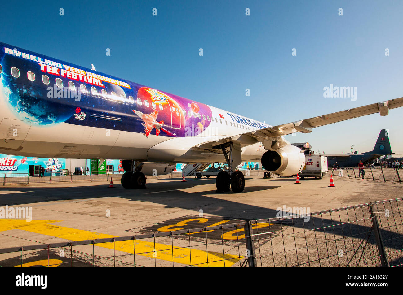 ISTANBUL, Turchia - 22 settembre 2019: Turkish Airlines in aereo Teknofest Istanbul Aeronautica, Spazio e tecnologia Festival Foto Stock