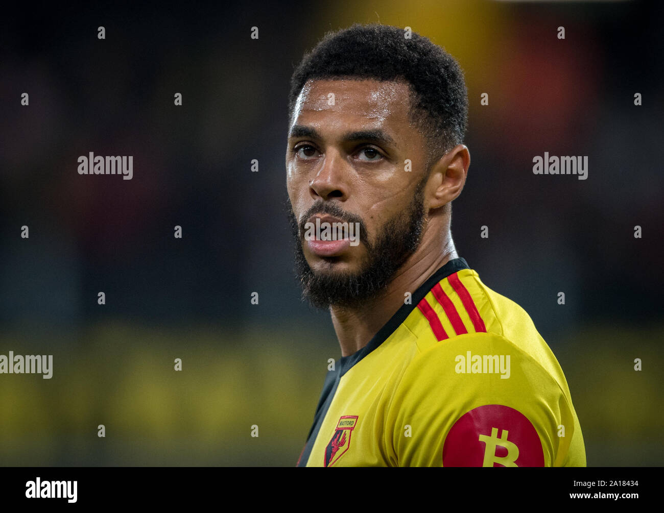 Watford, Regno Unito. 24Sep, 2019. Andre grigio di Watford durante il Carabao Cup match tra Watford e Swansea City a Vicarage Road, Watford, in Inghilterra il 24 settembre 2019. Foto di Andy Rowland. Credito: prime immagini multimediali/Alamy Live News Foto Stock