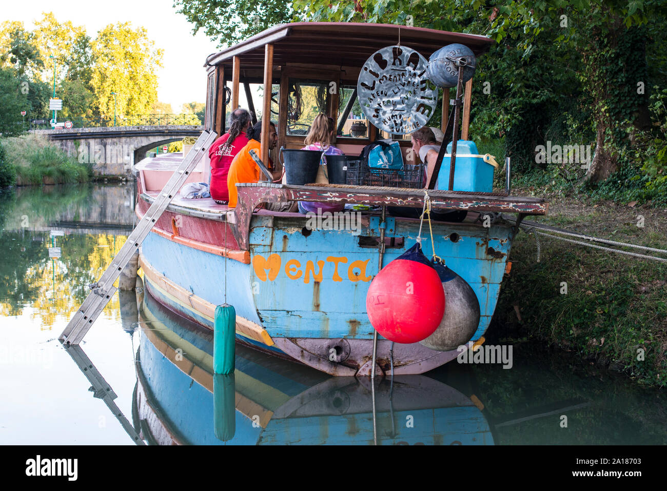 Canal barge, Francia Foto Stock