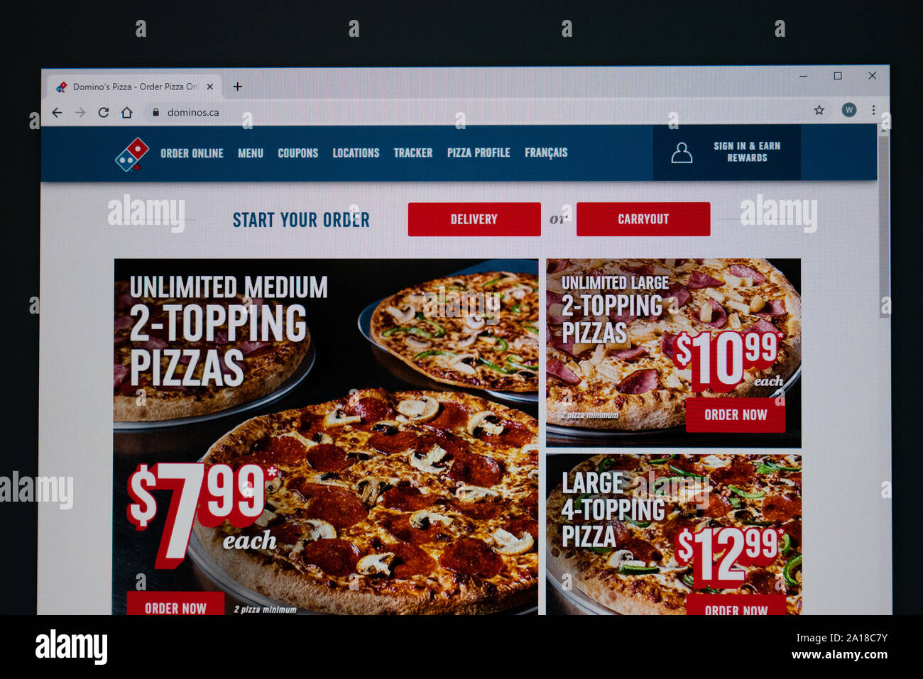 Domino pizza sito web Foto stock - Alamy