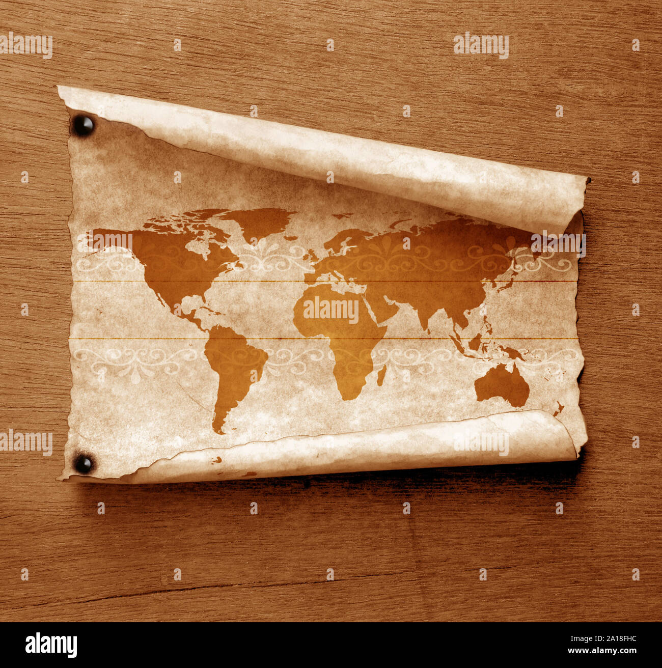 Vintage mappa del mondo,2d arte digitale Foto Stock