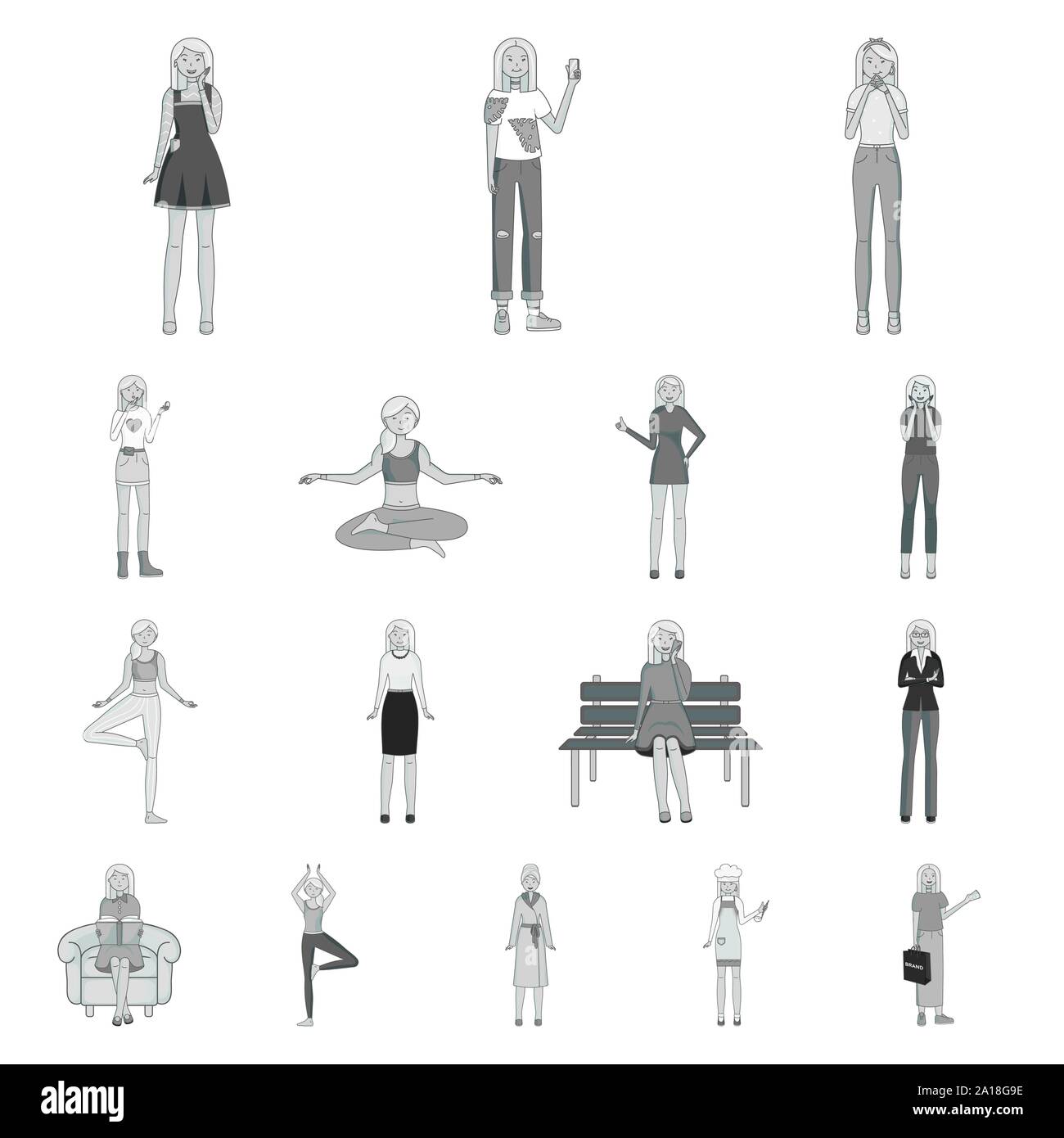 Oggetto isolato di emozioni e di segno femminile. Una raccolta di emozioni e di corpo simbolo azionario per il web. Illustrazione Vettoriale